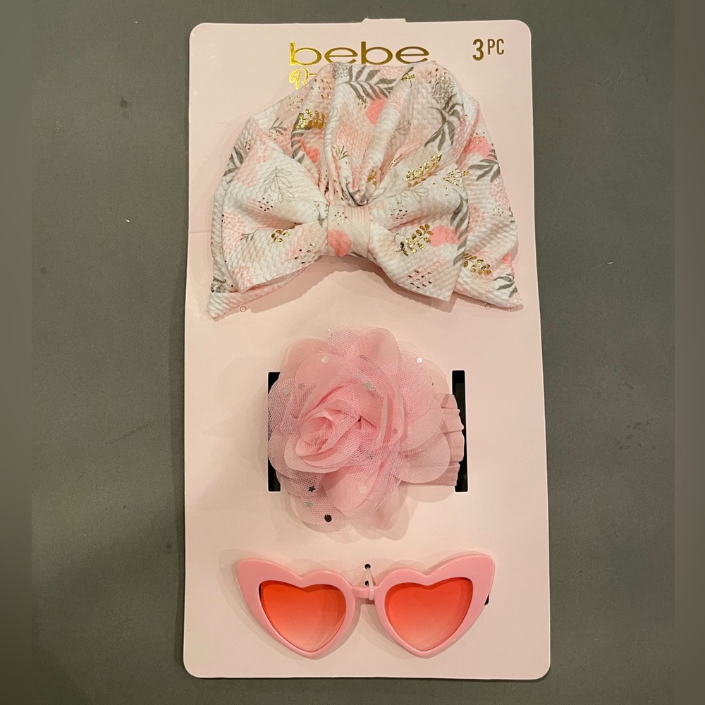 Bebe Pink Hair Accessories Set and Sunglasses